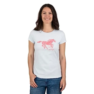Abbildung von Mustang Alexia C LOGO Tshirt print hellblau, Damen, Größe: XXL, Hellblau