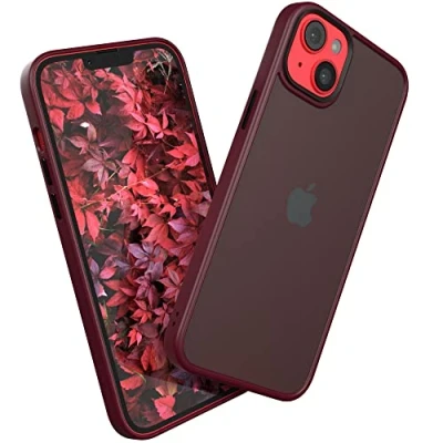 Abbildung von EAZY CASE Ultra Schutz Outdoor Hülle kompatibel mit iPhone 14 Plus, hochwertige Schutzhülle Aufprallschutz, Stoßfest und Kratzfest, dünne Handyhülle Kameraschutz, Dunkel Rot