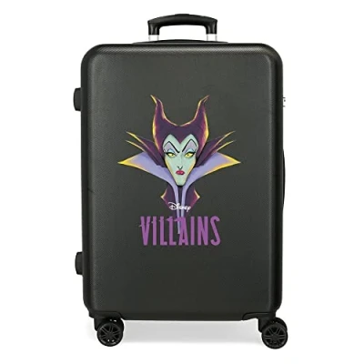Abbildung von Disney Villains Maleficent mittelgroßer Koffer, Schwarz, 46 x 65 23 cm, starres ABS, seitliches Zahlenschloss, 56 l, 3 kg, 4 Doppelräder