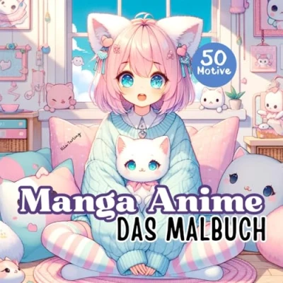 Abbildung von Das Malbuch Manga Anime Perfektes Geschenk für Teenager, Mädchen, Jungs und auch junggebliebene Erwachsene: 50 entzückende Motive zum Ausmalen Entspannen (Teil 2)