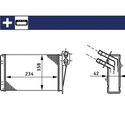 Abbildung von MAHLE ORIGINAL AH 73 000S Wärmetauscher mit Anbauteilen RENAULT: CLIO 1, 2, 2 Kasten