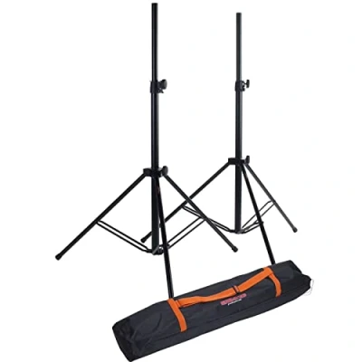 Abbildung von MUSIC STORE Lautsprecherständer, (Box 3 PRO Set Stahl Boxenstative mit Tasche Höhenverstellbar Belastbarkeit 50kg, Lautsprecher Stative, Boxenständer, Boxenstative, Stahl, höhenverstellbar)