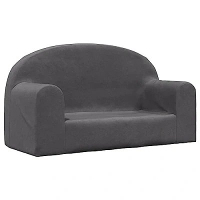 Abbildung von vidaXL Kindersofa 2 Sitzer, Sofa Abnehmbarer Bezug, Gepolstert Kindersessel Zweisitzer, Spielsofa Kindercouch Kindermöbel, Anthrazit Weich Plüsch