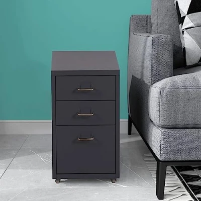 Abbildung von en.casa Rollcontainer, »Kökar« Schubladenschrank Stahl Grau