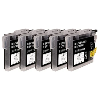 Abbildung von SupplyGuy 5 Druckerpatronen kompatibel mit Brother LC 985 Schwarz für DCP J125 J140w J315w J515w MFC J220 J265w J410 Series J415w