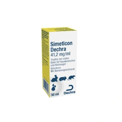 Abbildung von Dechra Simeticon 30 ml Tropfen zur oralen Gabe Für Hauskaninchen und Kleinnager Mit Bananengeschmack Bei Gasbildung im Magen Darm Bereich Kann unterstützend wirken
