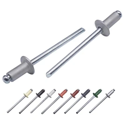 Abbildung von (100 Stück) Lackierte Blindnieten 4,0 x 8 mm, Kuppelkopf, DIN 7337, Aluminiumniete und Stahldorn, Popnieten (100, Weißaluminium RAL 9006)