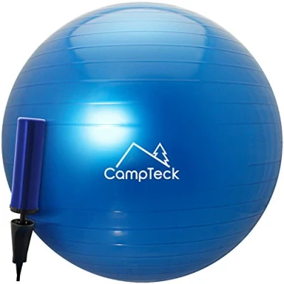 Abbildung von CampTeck U6764 Unisex Gymnastikball 65cm mit Handpumpe für Yoga, Fitness, Fitnessstudio, Pilates Blau