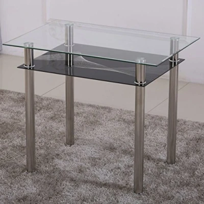 Abbildung von Esstisch Glas mit 6mm Sicherheitsglas &amp; Facettenschliff Glastisch perfekt geeignet als Esszimmertisch/Küchentisch (90x60x75cm, schwarz)