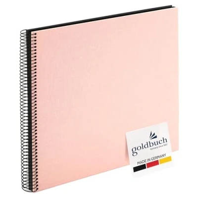 Abbildung von goldbuch 25522 Spiralalbum Bella Vista, Foto Album 35 x 30 cm, Fotoalbum mit 40 schwarze Seiten, Erinnerungsalbum aus Leinen, Fotobuch für Bilder und Fotos zum Einkleben, Rosé