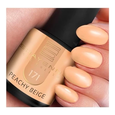 Abbildung von SHAYENNE MADE in GERMANY Shellac Gel Nagellack 15 ml für UV LED Lampe 171 Peachy Beige Nail Polish for Lamp Nagel Lack Gellack Nagelgel