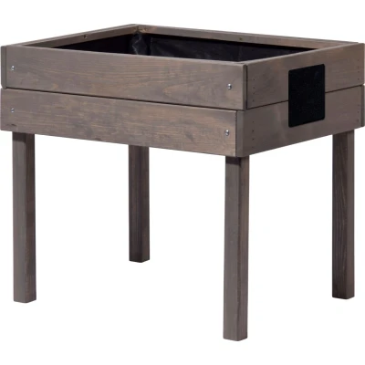 Abbildung von dobar® 58511FSC Kinderhochbeet mit Kreidetafel Mini Hochbeet Holz erhöhter Pflanzkasten für Kinder Salatbeet auf Stelzen Kleines Kräuterbeet Garten/Terrasse/Balkon 50 x 40 45 cm Grau