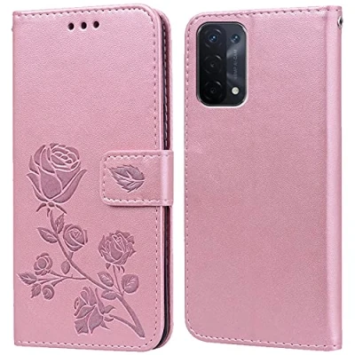 Abbildung von PKQTOP Hülle für Oppo A74 5G/A54 5G Handyhülle,Klappbar Tasche Case,Standfunktion,Kartenfach,Silikon Bumper,Stoßfeste Schutzhülle Cover