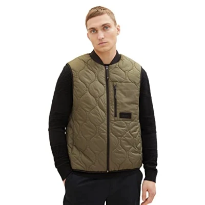 Abbildung von TOM Tailor Denim Lightweight Weste, Herren, Größe: Medium, Dusty olive green
