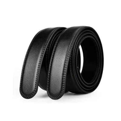 Abbildung von EKdirect 2 Stück Herren Ersatzgürtel ohne Schnalle Leder Automatik Gürtel (Schwarz Schwarz, 120cm)