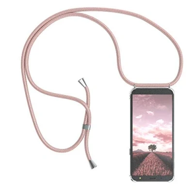 Abbildung von EAZY CASE Handykette kompatibel mit Samsung Galaxy J6 Handyhülle Umhängeband, Handykordel Schutzhülle, Silikonhülle, Hülle Band, Stylische Kette für Smartphone, Rosé Gold