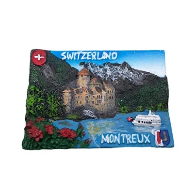 Abbildung von 3D Montreux Schweiz Kühlschrank Kühlschrankmagnet Tourist Souvenirs Handgemachte Harz Handwerk Magnetische Aufkleber Home Küche Dekoration Reise Geschenk