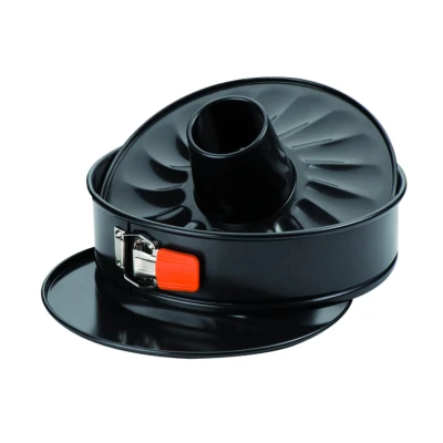 Abbildung von Le Creuset Antihaft Springform mit Rohrboden, Rund, Ø 26 cm, Sauerteigbeständig, Aus Karbonstahl gefertigt, Anthrazit/Orange, 94102326001100