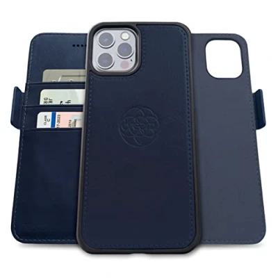 Abbildung von Dreem Fibonacci kompatibel mit iPhone 13 Pro Max Brieftaschen Etui / 2 in 1 stoßfestes und abnehmbares Folio aus veganem Leder, MagSafe kompatibel, RFID Schutz [Königsblau]