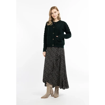 Abbildung von DREIMASTER Vintage Damen Strickjacke mit Knöpfen XL/XXL / Dunkelgrün 74% Polyacryl 22% Polyester 4% Elasthan