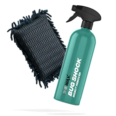 Abbildung von detailmate Set: OneWax Bug Shock Insect Remover 0,75L + Insektenschwamm schwarz Insektenentferner fürs Auto/Motorrad Insektenreiniger mit schonenden Chenille Lamellen