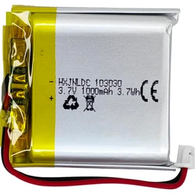 Abbildung von DC 3.7V 1000mAh 103030 wiederaufladbare Lithium Polymer Batterie passend für DIY 3.7 5V elektronische Produkte mit eingebautem 2 Draht Batterieaustausch und LED Leuchten