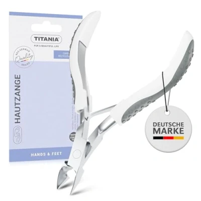 Abbildung von TITANIA Nagelhautzange mit Softtouch Griff Profi Hautzange für Maniküre &amp; Pediküre extra scharfe Zange aus rostfreiem Edelstahl Nagelhautschneider Nagelhautschere fein