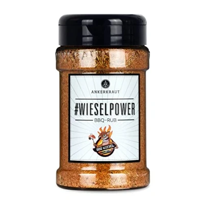 Abbildung von Ankerkraut #Wieselpower, BBQ Rub Gewürzmischung zum Grillen von Steaks, Spare Ribs und Pulled Pork, 210g im Streuer