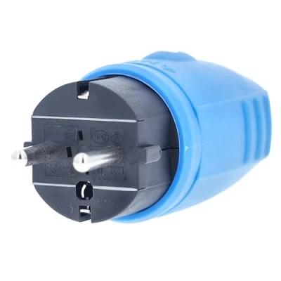 Abbildung von as Schwabe Gummistecker Schutzkontaktstecker mit doppeltem Schutzkontakt, Leitungen bis max. 2,5mm² für den Außenbereich geeignet, 230V, 16A, IP44, Blau, Made in Germany, 62401