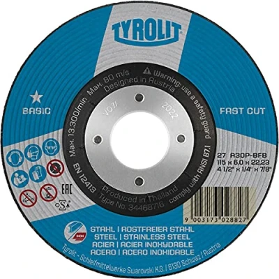 Abbildung von Tyrolit BASIC FASTCUT skrubskive 125x6x22,23 A30P BFB stål/rustfrit (10 stk.)