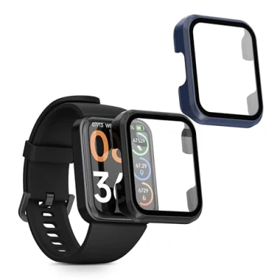 Abbildung von kwmobile 2X Cover kompatibel mit SKG V7 / Pro Hülle Fullbody Fitnesstracker Case Set aus Glas Schwarz Dunkelblau