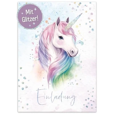 Abbildung von Häfft® Lernfreunde 12 x Einladungskarten Kindergeburtstag A6 Einhorn Party Einladungen für Kinder, Geburtstags nachhaltig &amp; klimafreundlich