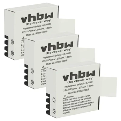 Abbildung von vhbw 3X Akku kompatibel mit Rollei Actioncam 425, 416, 415, 372, 510, 426 Videokamera Camcorder (900 mAh, 3,7 V, Li Ion) + Infochip