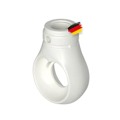 Abbildung von BAUHELD® Markisenöse Kunststoff [Made in Germany] Halterung für Markisen Kurbel mit Kugel Haken [Rund] Öse Verkehrsweiß RAL9016 Bohrung 12mm Querbohrung 4,1mm Höhe 52,5mm
