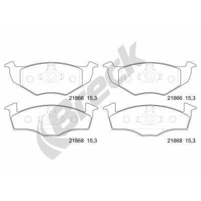 Abbildung von BRECK 21866 00 702 Bremsbelagsatz nicht für Verschleißwarnanzeiger vorbereitet VOLKSWAGEN: GOLF 3, 3 Variant, Vento, SEAT: Ibiza 2