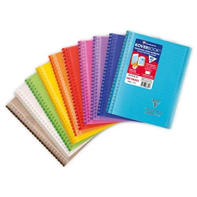 Abbildung von Clairefontaine 366701C Umschlagbuch mit Spiralbindung, liniert, Einband aus PP, DIN A5, 160 Blatt, 1 Stück, farbig sortiert