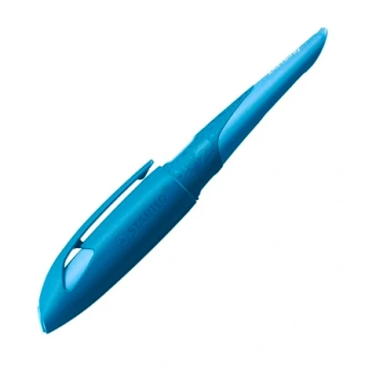 Abbildung von Ergonomischer Schulfüller für Rechtshänder mit Standard Feder M STABILO EASYbirdy 3D Wildlife in blau inkl. Patrone (löschbar)
