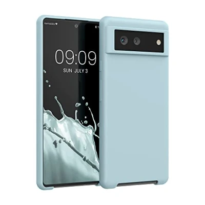 Abbildung von kwmobile Hülle kompatibel mit Google Pixel 6 Silikon Handy Case Handyhülle weiche Oberfläche kabelloses Laden Cool Mint