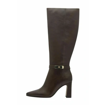 Abbildung von MARCO TOZZI Damen Hohe Stiefel mit Absatz aus Kunstleder Spitz, Braun (Cafe), 36 EU
