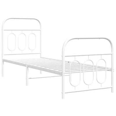 Abbildung von vidaXL Bett Bettgestell mit Kopf und Fußteil Metall Weiß 75x190 cm