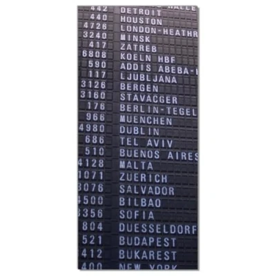 Abbildung von Wallario Selbstklebende Türtapete Flughafen Abflugtafel Türposter 93 x 205 cm Abwischbar, rückstandsfrei zu entfernen