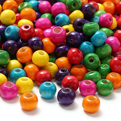 Abbildung von HERZWILD holzperlen zum auffädeln ca.1000pcs bunt holzperle farbig bastelnperlen 8mm f. DIY schmuck Herstellung (8mm)