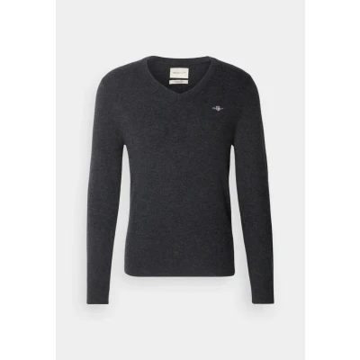 Abbildung von GANT V NECK Strickpullover, Herren, Größe: XL, Dark charcoal melange