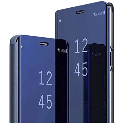 Abbildung von BoerHang Hülle für Samsung Galaxy S24 Plus Handyhülle, Smart Clear View Cover, Standing Case, Durchscheinender 360 Schutz.(Blau)