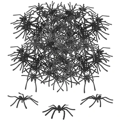 Abbildung von com four® 80x Deko Spinnen Tischdekoration für Horror Partys zu Halloween Kunststoffspinnen als Streudeko gruselige kleine aus Plastik