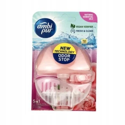 Abbildung von Ambi Pur 5in1Toilettenblockhalter + Nachfüllpackung 55ml Wild Rose &amp; Pink Grapefruit