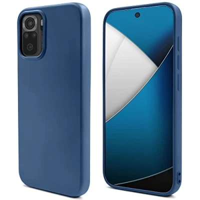 Abbildung von Moozy Lifestyle. Hülle für Xiaomi Redmi Note 10, 10S, Mitternachtsblau Premium Silikon Schutzhülle mit Mattem Finish und Weichem Mikrofaserfutter, Phone Cover Case