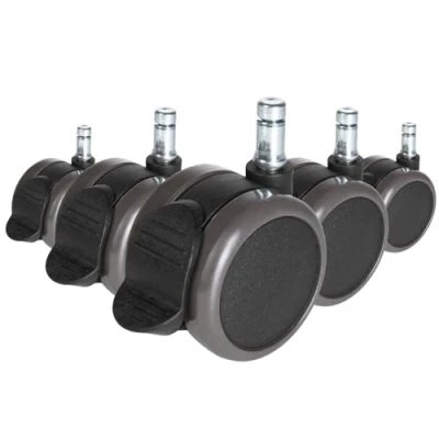 Abbildung von hjh OFFICE 619038 5x Hartbodenrollen mit Feststellbremse 10mm / 65mm Stuhlrollen Bürostuhl für harte Böden