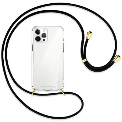 Abbildung von mtb more energy® Handykette kompatibel mit iPhone 12 Pro Max (6.7&#039;&#039;) schwarz/Gold Smartphone Hülle zum Umhängen Anti Shock Strong TPU Case