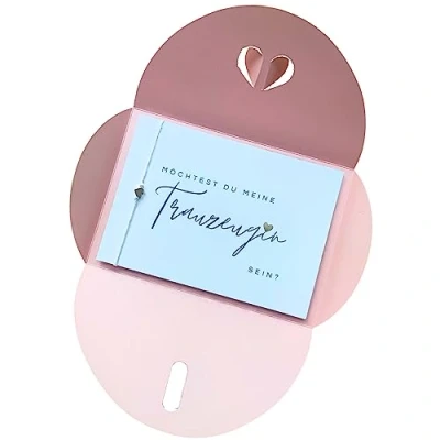 Abbildung von Briefzauber Hochzeitskarte Trauzeugin fragen Karte mit Armband &amp; Herzumschlag (vers. Varianten)